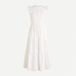 J Crew Tiered Ruffle Sleeve Cotton Poplin Dress XS Petite
